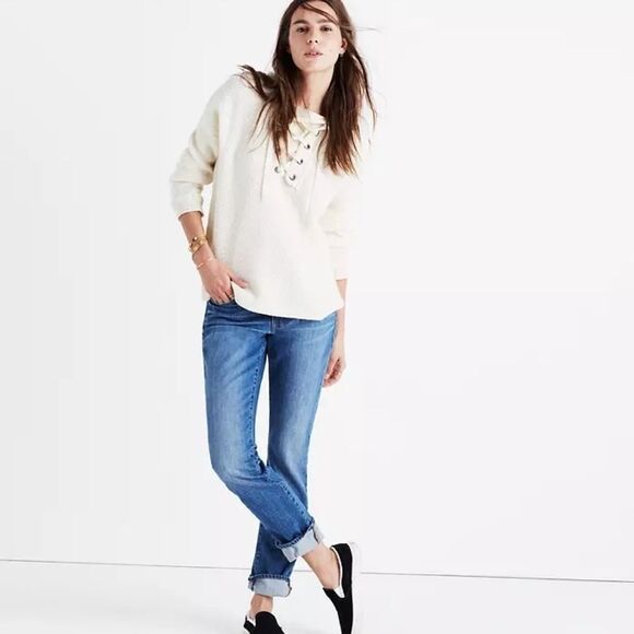 Madewell Lace‎ Up Hoodie Merino Wool Sweater XXS - Picture 4 of 9